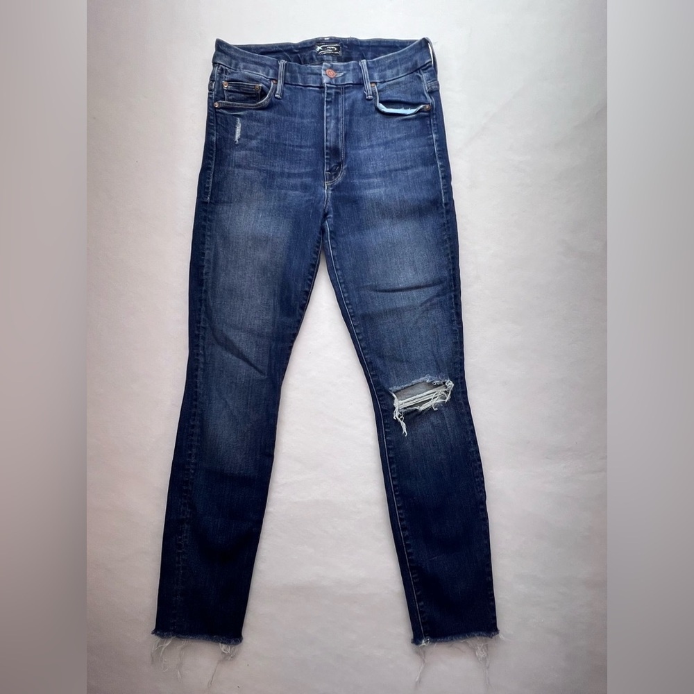 MOTHER HIGH WAISTED LOOKER Jeans-‎ ANKLE FRAY Size 27 in Cat attack